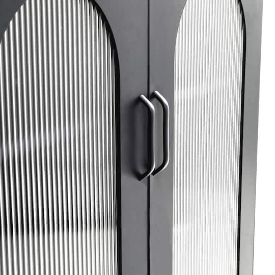 Hello Honey® Solstice 3ft. Black Metal Cabinet with Arched Glass Doors